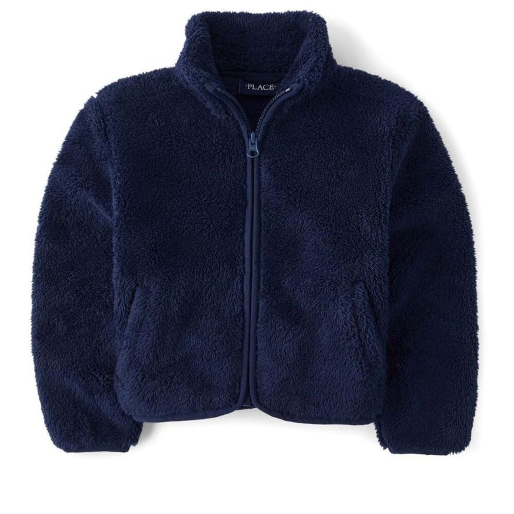 The Children's Place Girls Long Sleeve Heavyweight Zip Up Jacket Blue L (10/12)